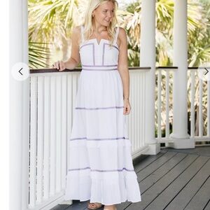 Chakeris Charleston Ella White With Navy Maxi (XS)
